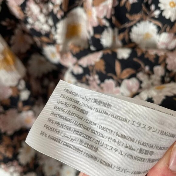 Abercrombie & Fitch Angel  Sleeve Smocked Waist Mini Dress Brown Floral Sz Small - Picture 9 of 10